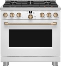 CGY366P4TW2 Cafe 36 Inch Gas Smart Range - 6.2 cu. ft. Matte White