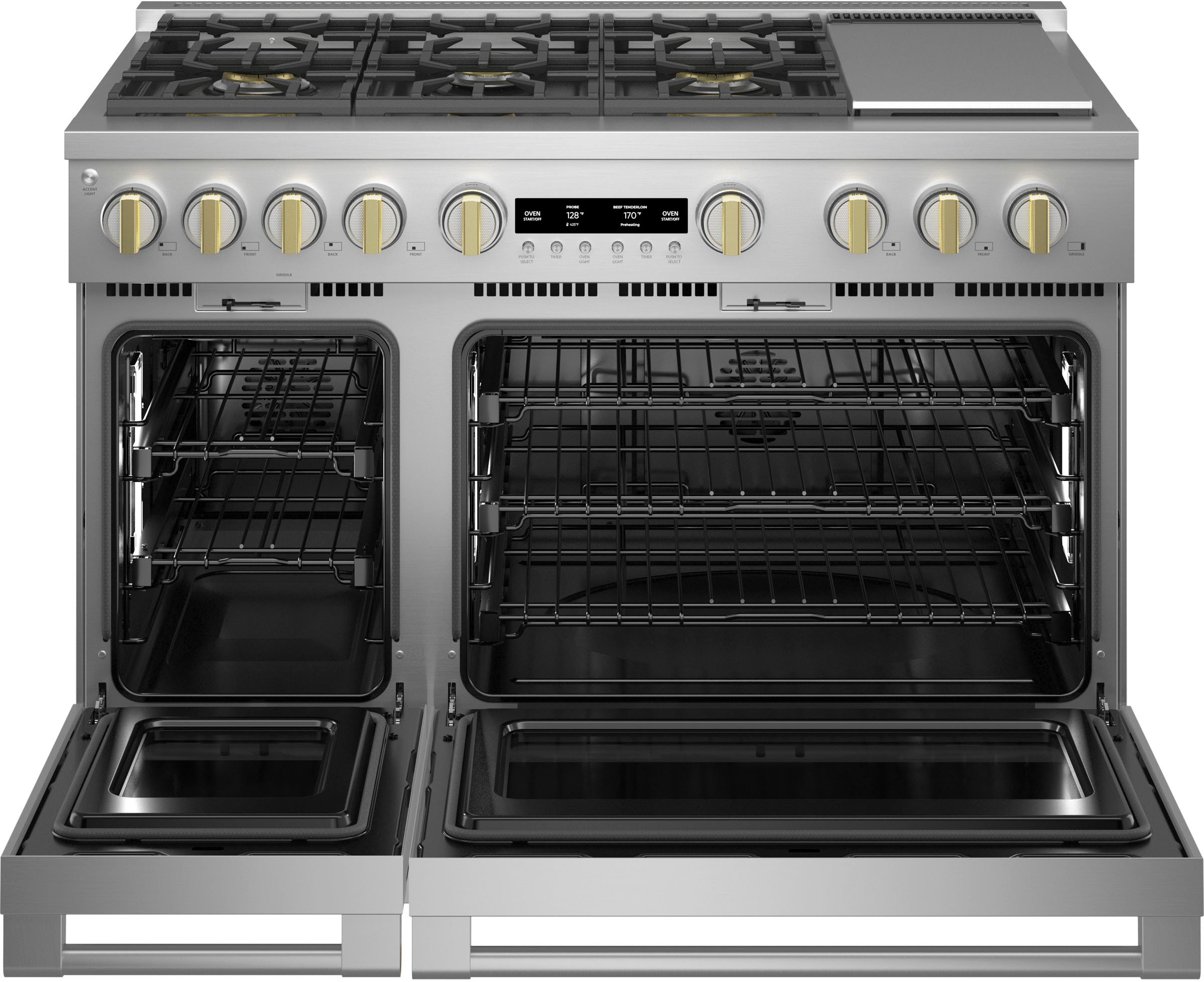 ZDP486NDTSS Monogram 48 Inch Professional Dual Fuel Smart Range with 6 Burners and Griddle - Stainless Steel-3