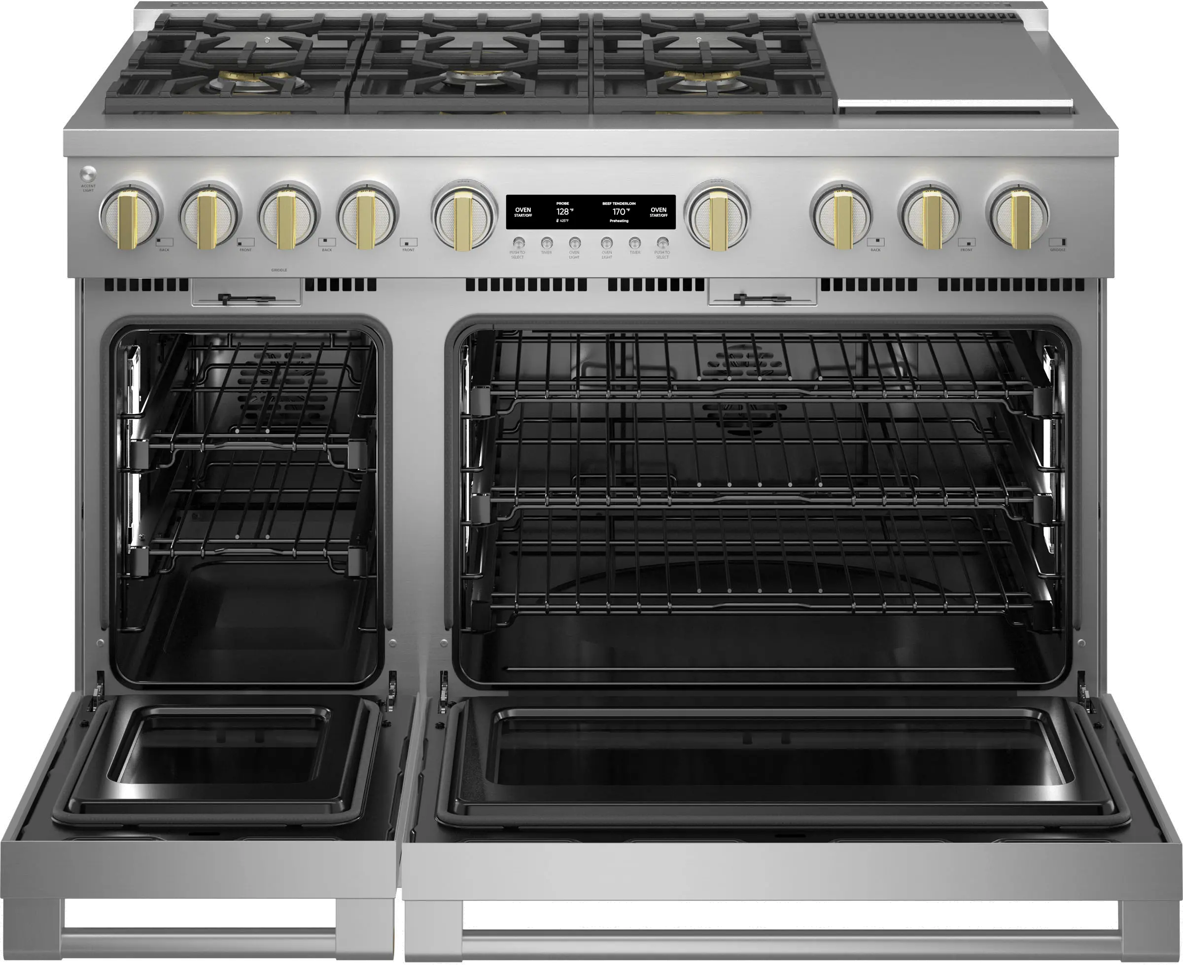 ZDP486NDTSS Monogram 48 Inch Professional Dual Fuel Smart Range with 6 Burners and Griddle - Stainless Steel-3