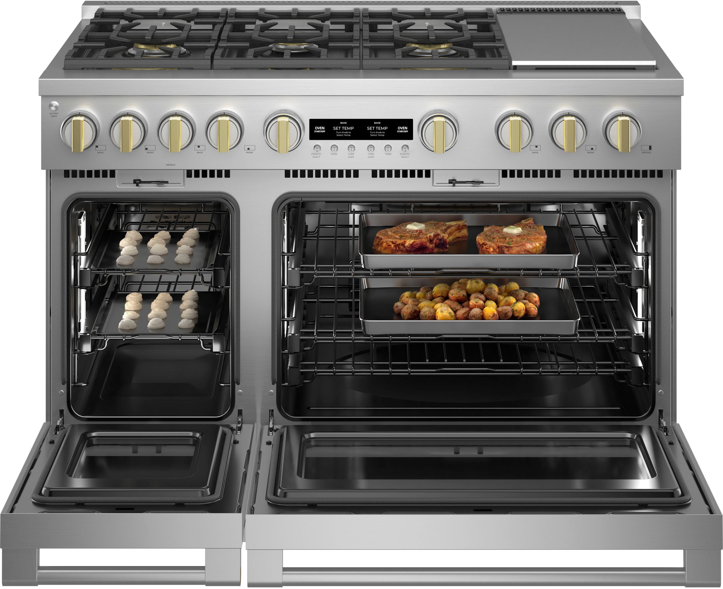 ZDP486NDTSS Monogram 48 Inch Professional Dual Fuel Smart Range with 6 Burners and Griddle - Stainless Steel-4