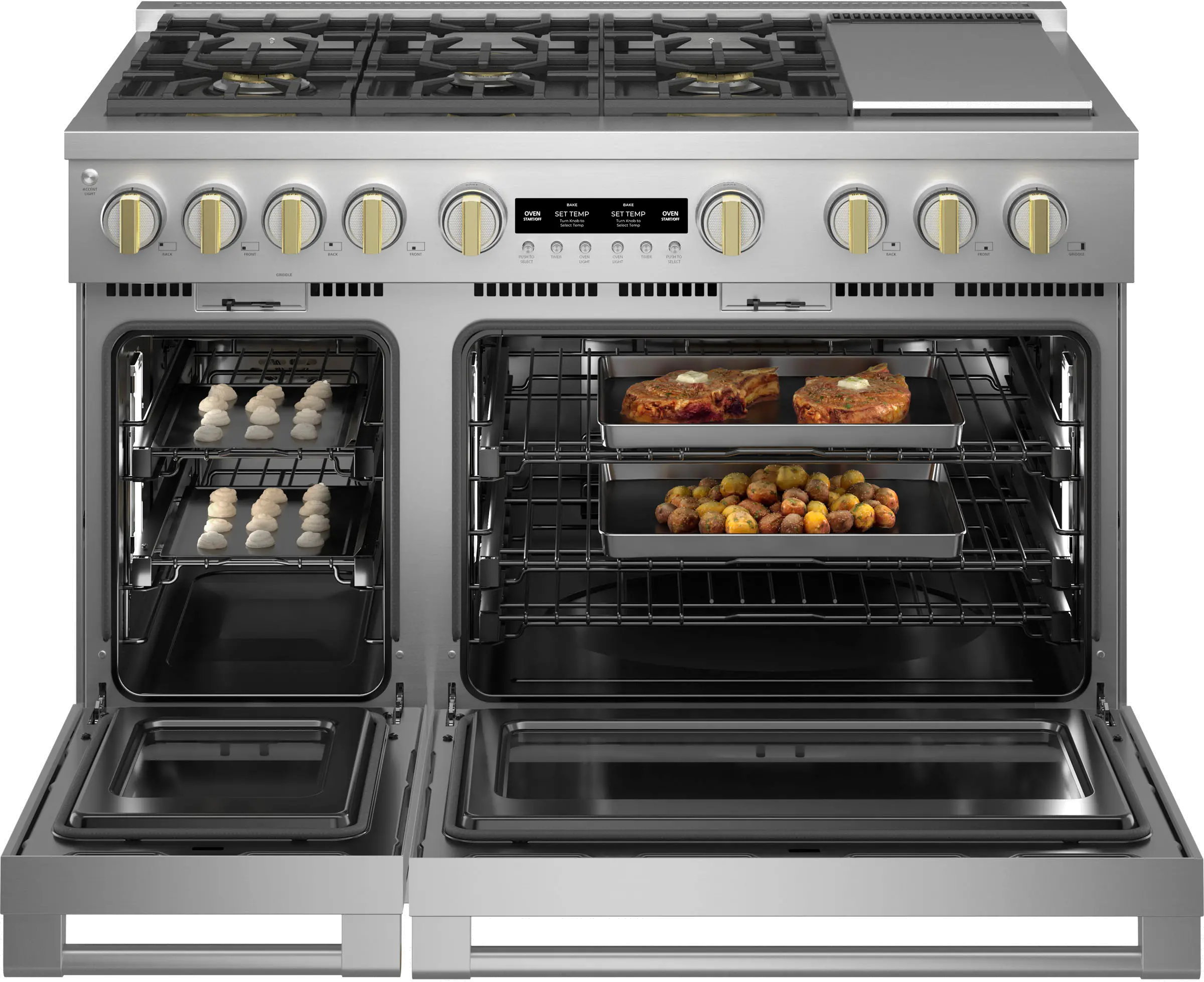 ZDP486NDTSS Monogram 48 Inch Professional Dual Fuel Smart Range with 6 Burners and Griddle - Stainless Steel-4