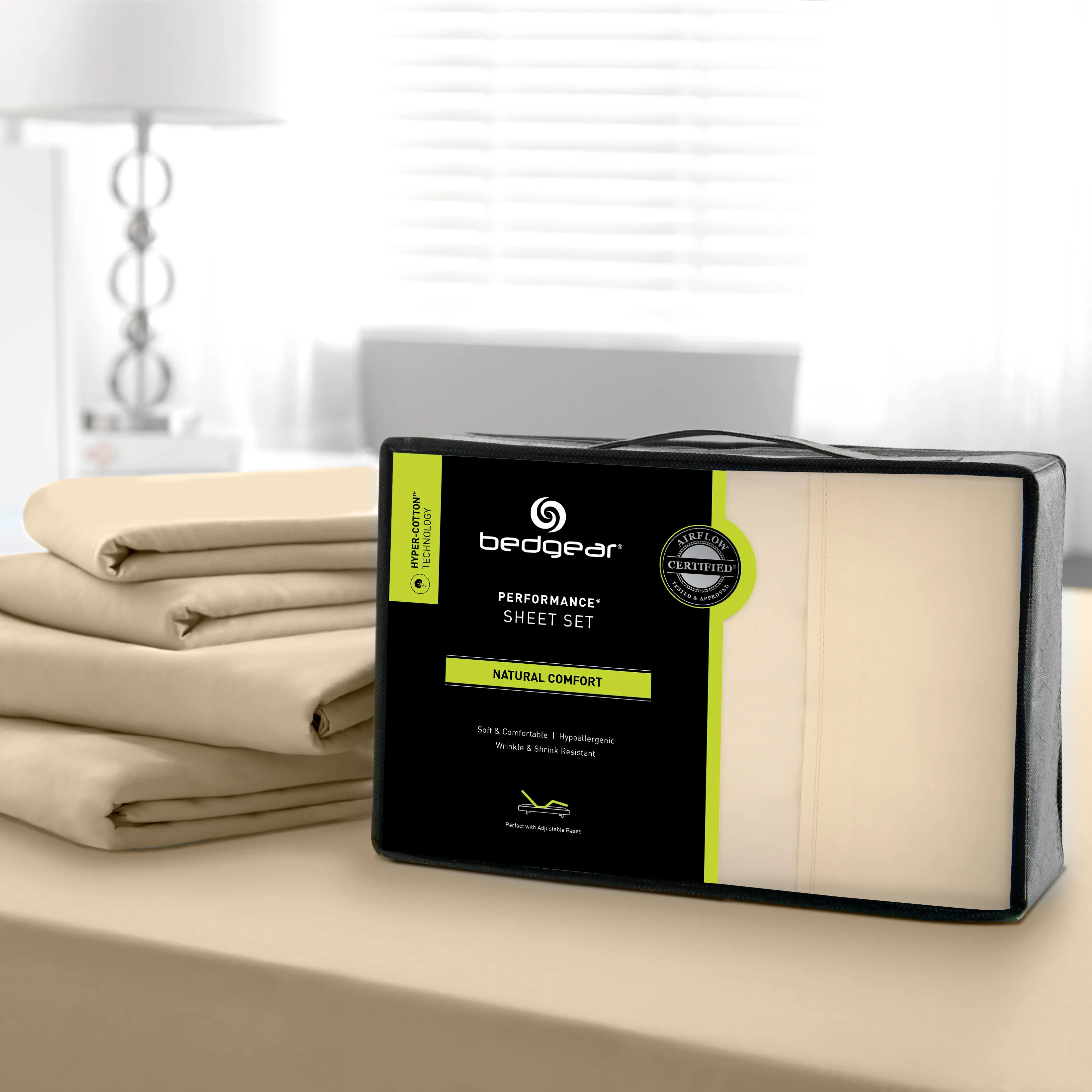 SPXACFF Bedgear Champagne Dri-Tec Performance Full Bed Sheets-5