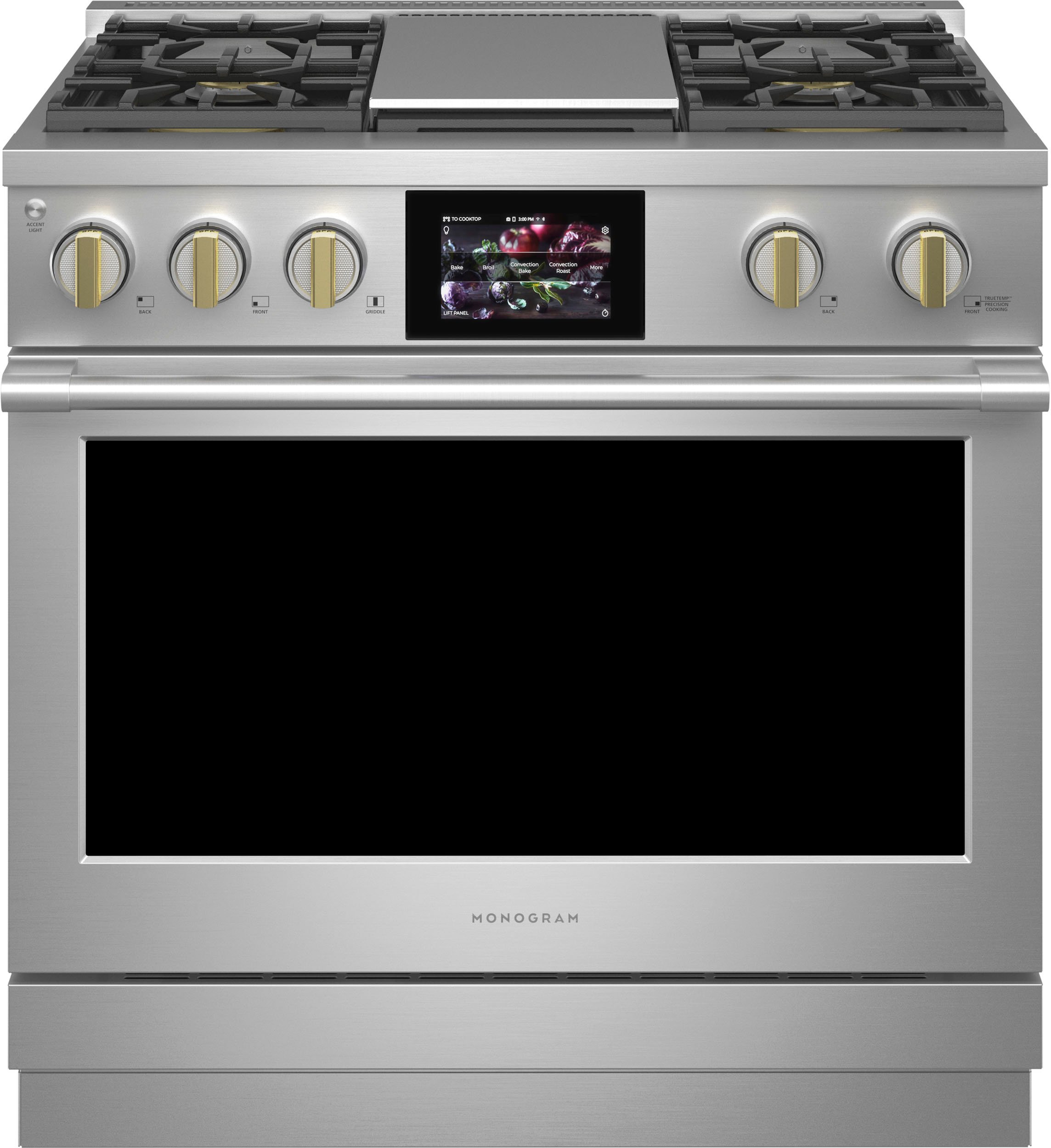 ZDP364NDTSS Monogram 36 Inch Professional Dual Fuel Smart Range with Griddle - Stainless Steel-1
