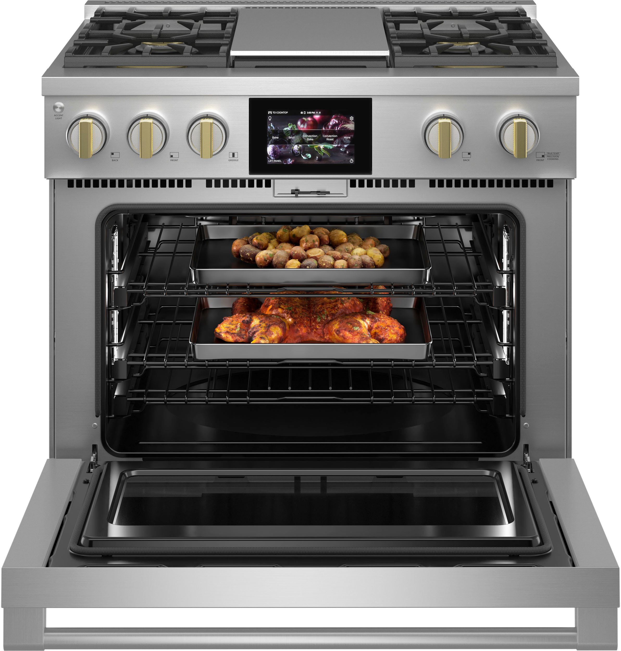 ZDP364NDTSS Monogram 36 Inch Professional Dual Fuel Smart Range with Griddle - Stainless Steel-4
