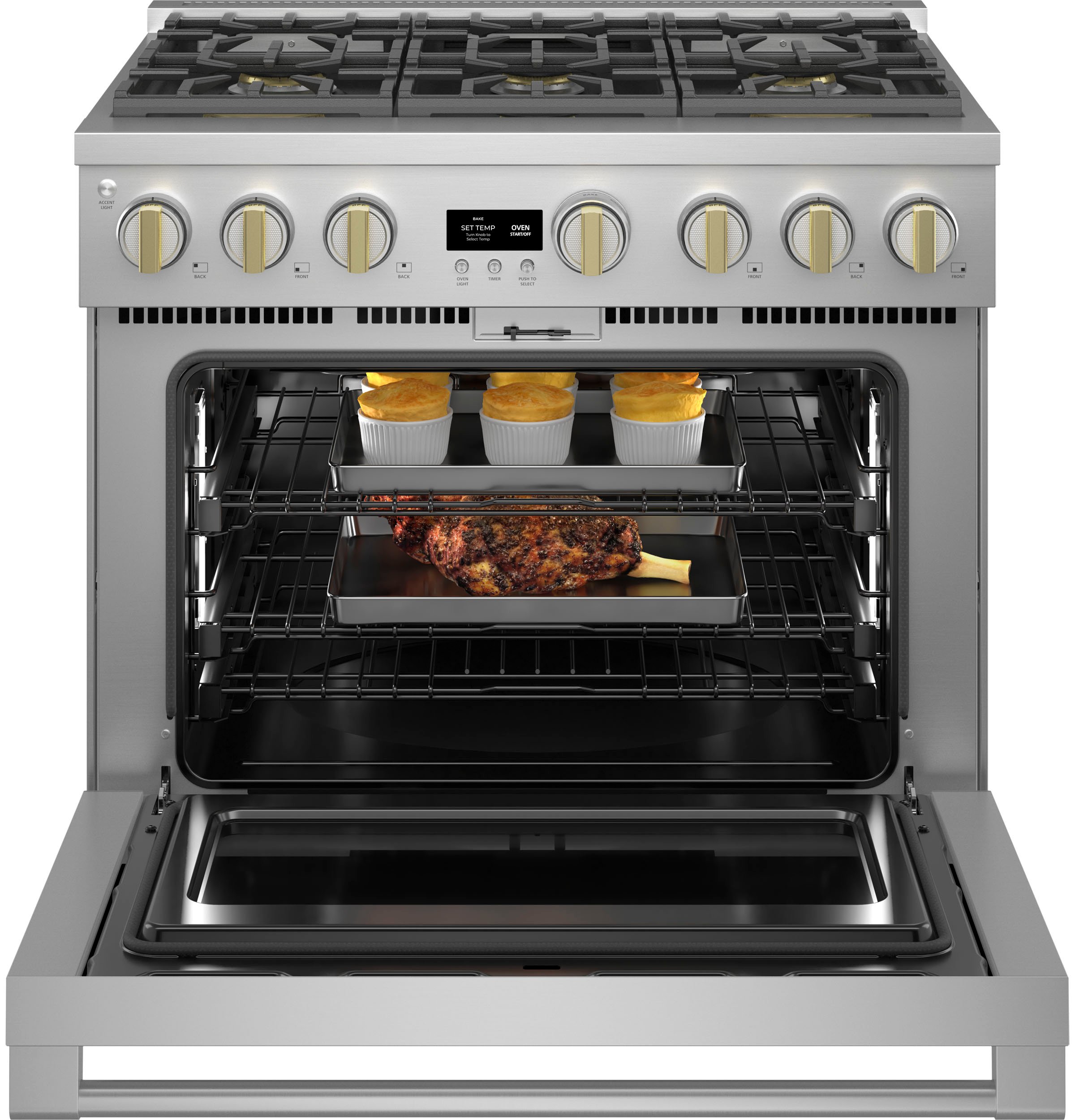 ZDP366NTSS Monogram 36 Inch Professional Dual Fuel Smart Range with Six Burners - Stainless Steel-3