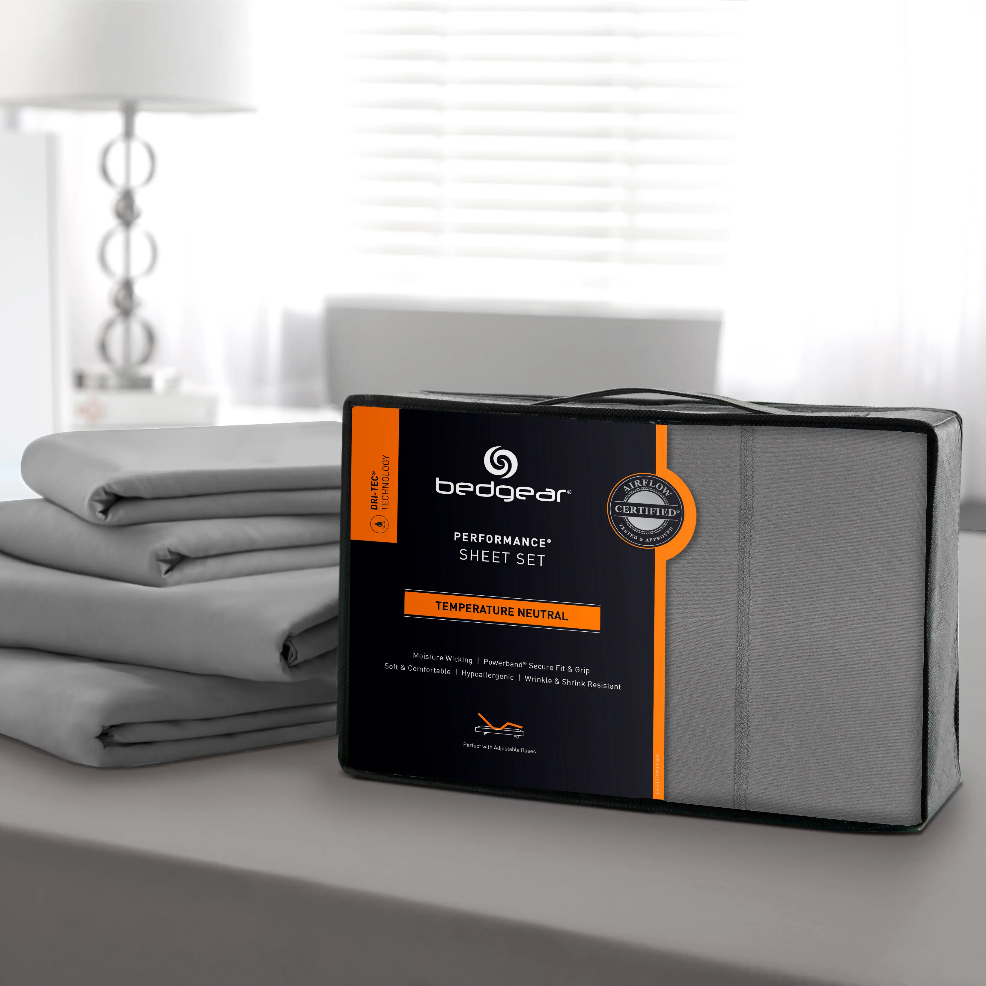 SPXASFX Bedgear Gray Dri-Tec Performance Twin-XL Bed Sheets-6