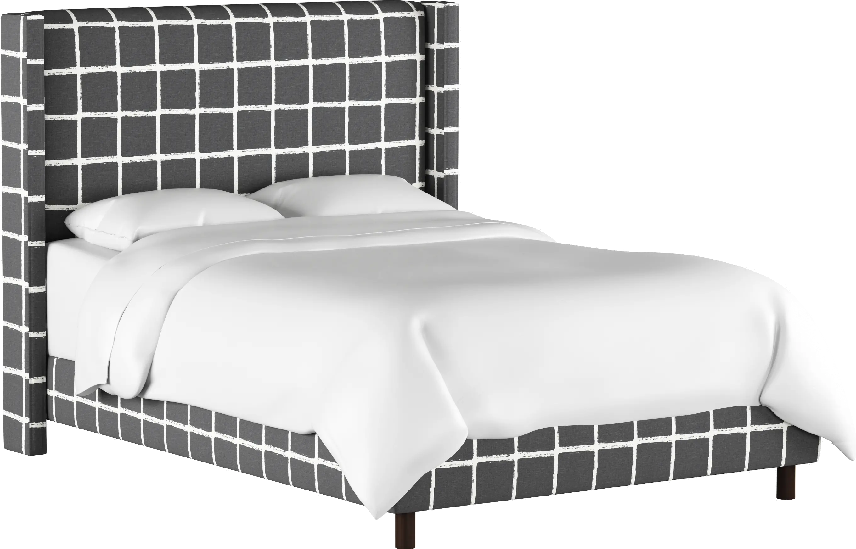 503BEDBRSTTRCHROGA King Wingback Charcoal Upholstered Bed - Tattersall-1