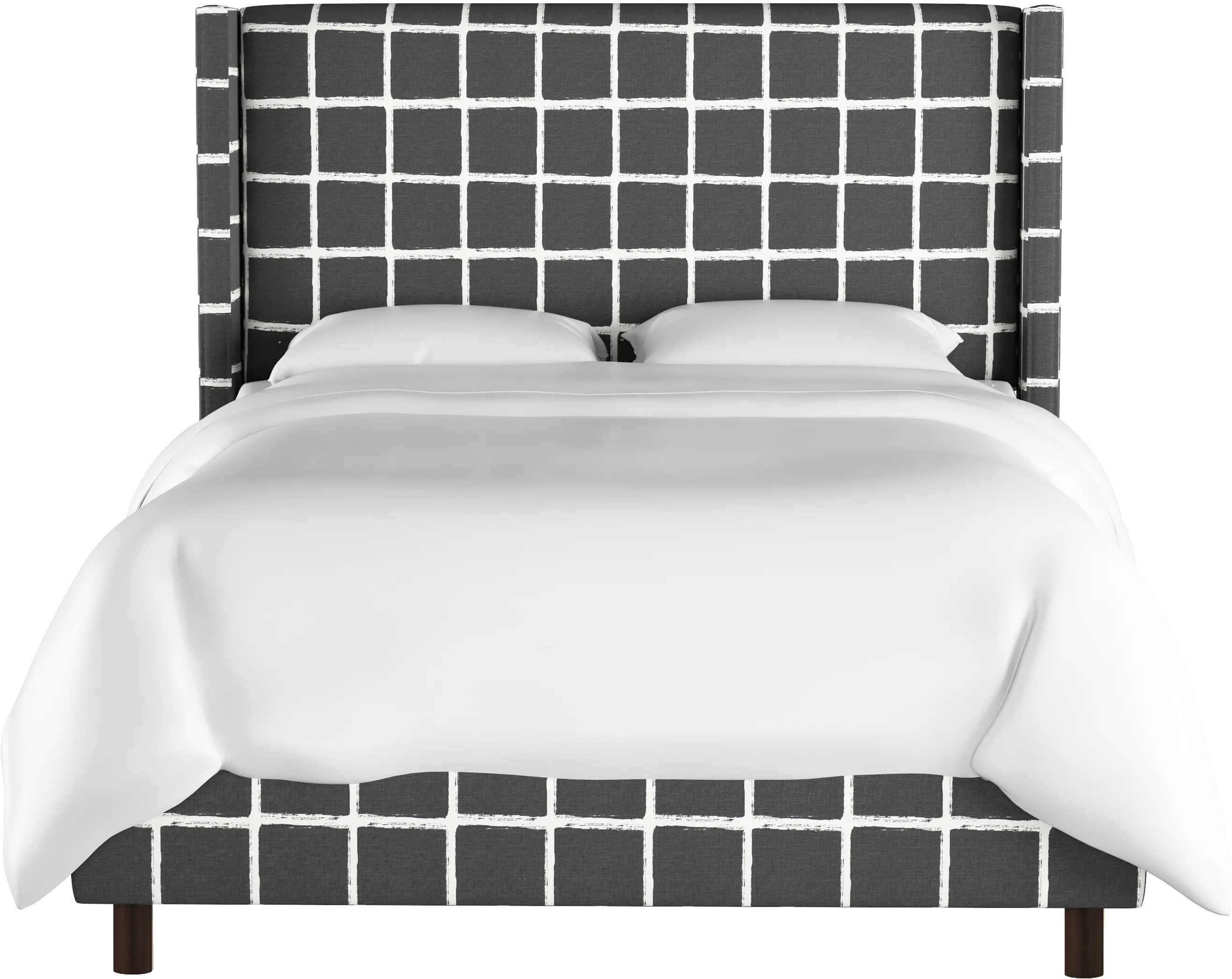 503BEDBRSTTRCHROGA King Wingback Charcoal Upholstered Bed - Tattersall-2