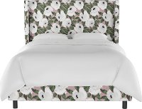 501BEDBLMSBRYRSBLSHIVYOGA Full Wingback Rose Blush Ivy Printed Upholstered Bed - Bloomsbury-2
