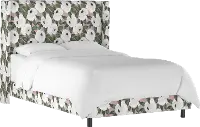500BEDBLMSBRYRSBLSHIVYOGA Twin Wingback Rose Blush Ivy Printed Upholstered Bed - Bloomsbury
