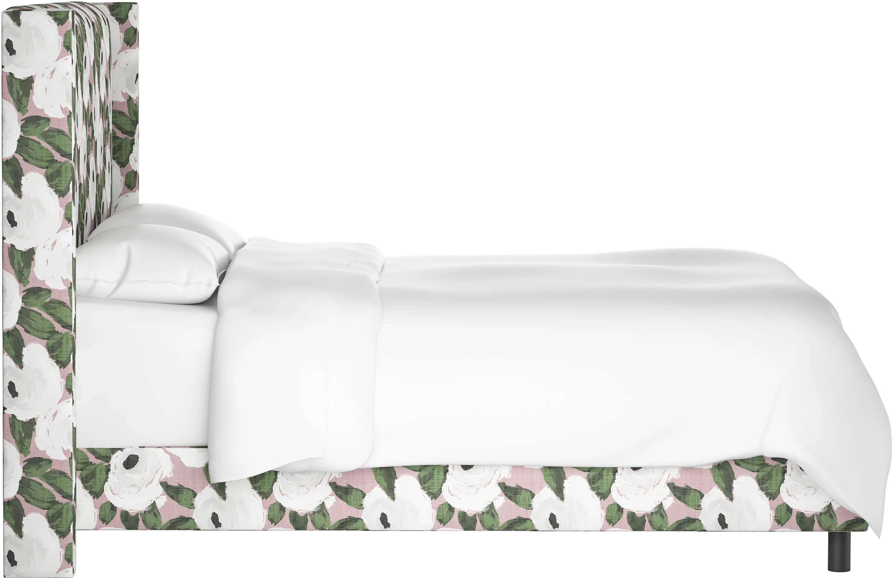 500BEDBLMSBRYRSBLSHIVYOGA Twin Wingback Rose Blush Ivy Printed Upholstered Bed - Bloomsbury-3