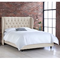 412BEDLNNTLC Queen Linen Talc Cream Curved Wingback Upholstered Bed-1