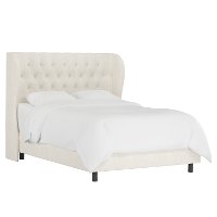 412BEDLNNTLC Queen Linen Talc Cream Curved Wingback Upholstered Bed-2
