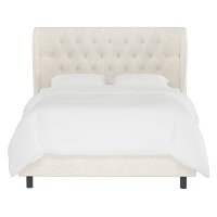 412BEDLNNTLC Queen Linen Talc Cream Curved Wingback Upholstered Bed-3