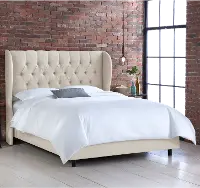 410BEDLNNTLC Twin Linen Talc Cream Curved Wingback Upholstered Bed