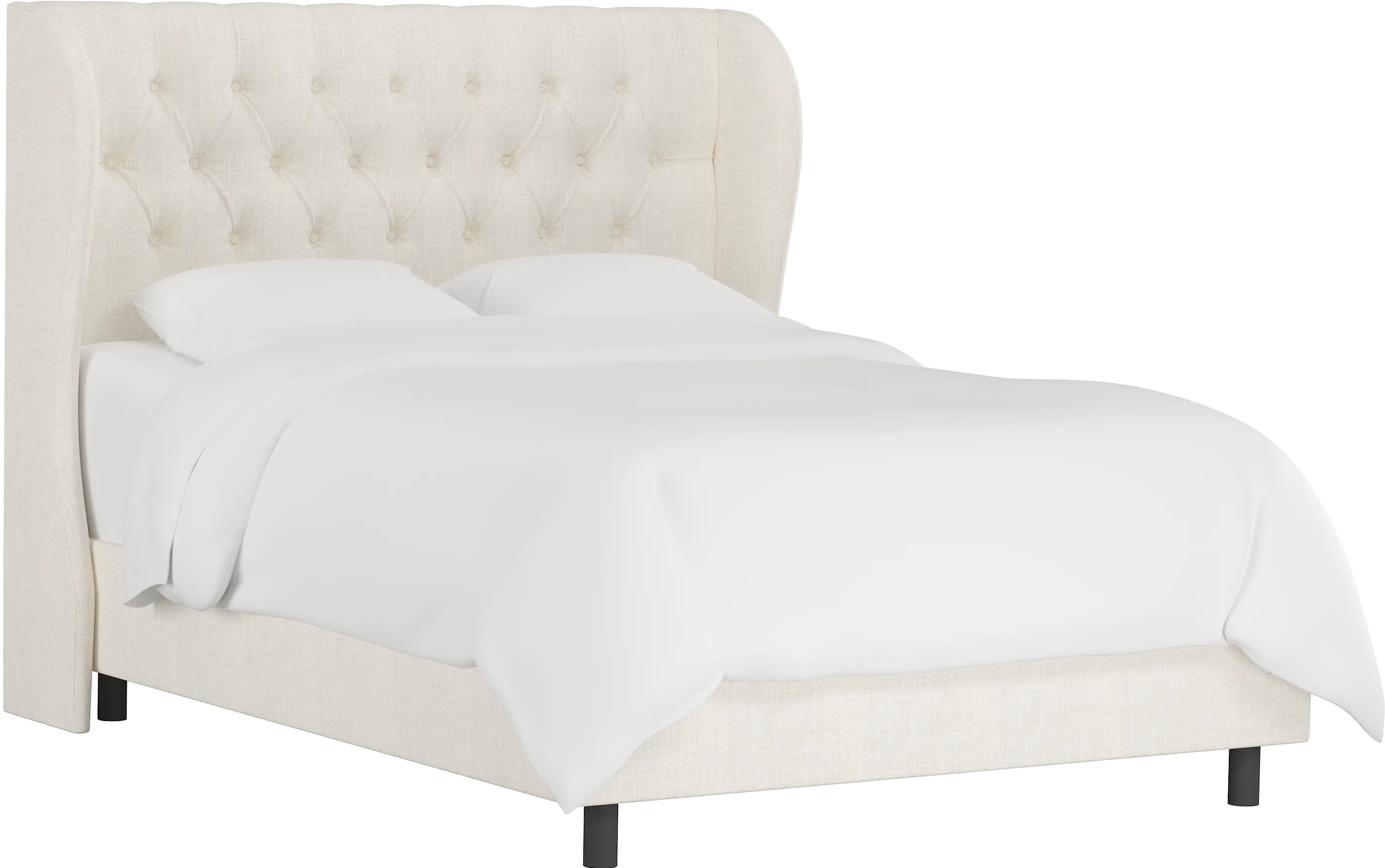 410BEDLNNTLC Twin Linen Talc Cream Curved Wingback Upholstered Bed-2