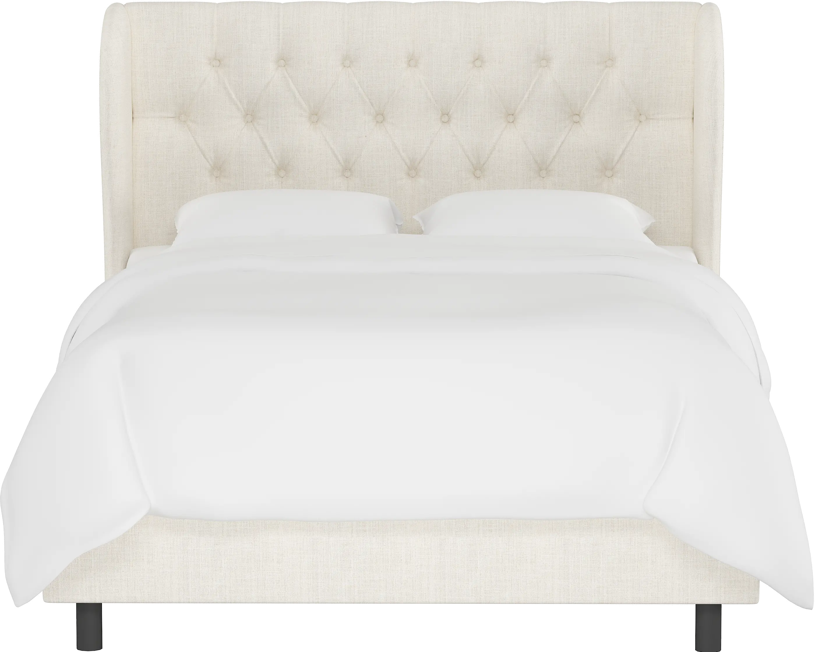 410BEDLNNTLC Twin Linen Talc Cream Curved Wingback Upholstered Bed-3