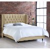 410BEDLNNSND Twin Linen Sandstone Curved Wingback Upholstered Bed