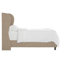410BEDLNNSND Twin Linen Sandstone Curved Wingback Upholstered Bed-4