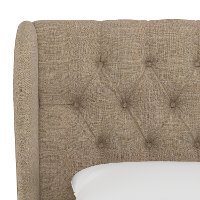 410BEDLNNSND Twin Linen Sandstone Curved Wingback Upholstered Bed-5