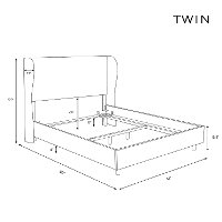410BEDLNNSND Twin Linen Sandstone Curved Wingback Upholstered Bed-7