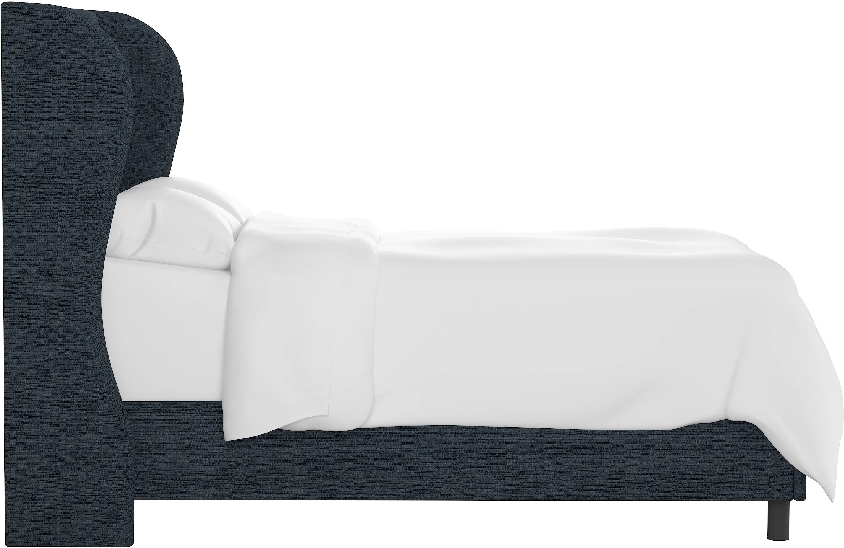 412BEDLNNNV Queen Linen Navy Blue Curved Wingback Upholstered Bed-4