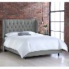 410BEDLNNGR Twin Linen Gray Curved Wingback Upholstered Bed