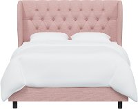 412BEDLNNBLS Queen Linen Blush Pink Curved Wingback Upholstered Bed-2