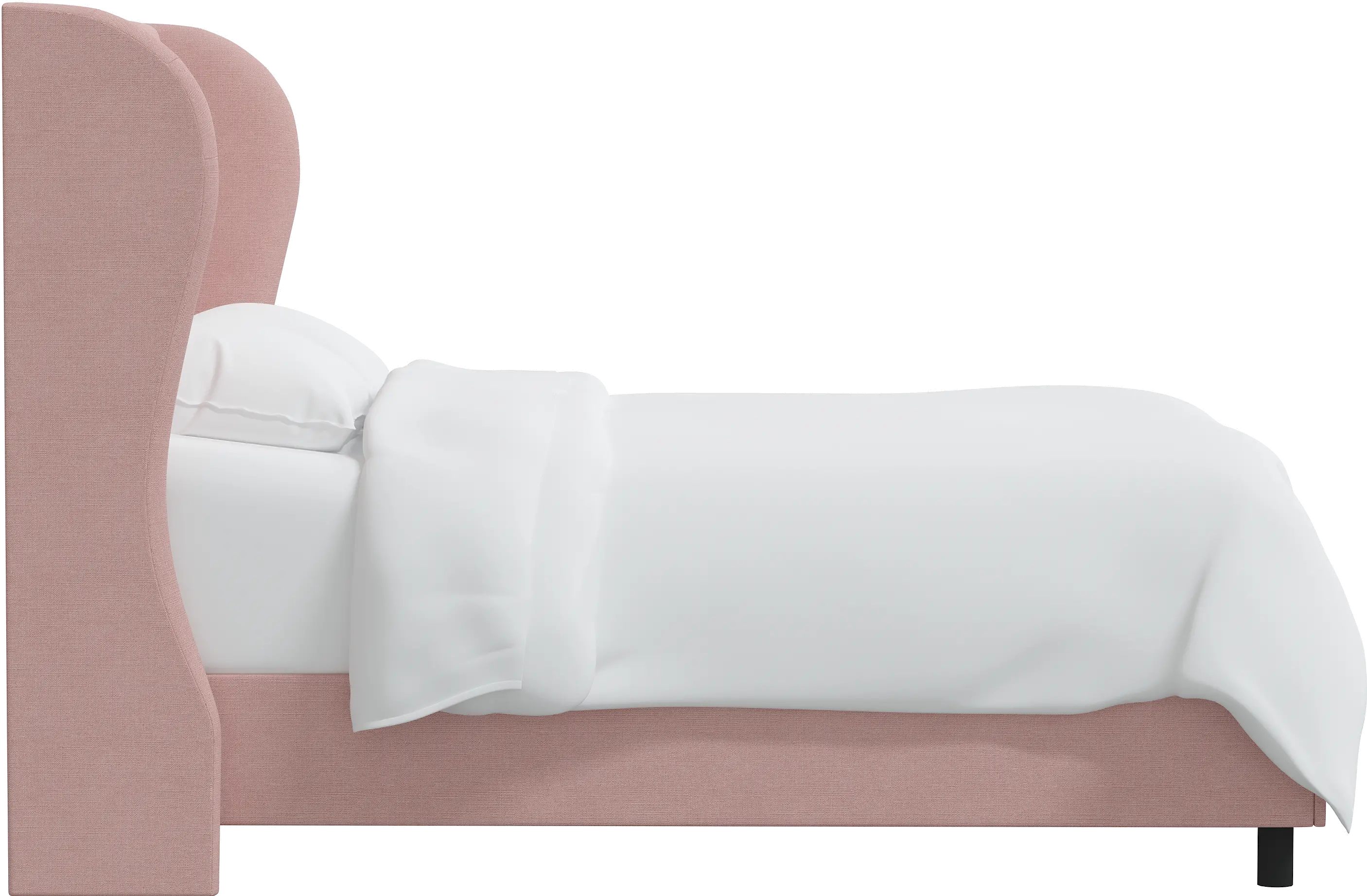 412BEDLNNBLS Queen Linen Blush Pink Curved Wingback Upholstered Bed-4