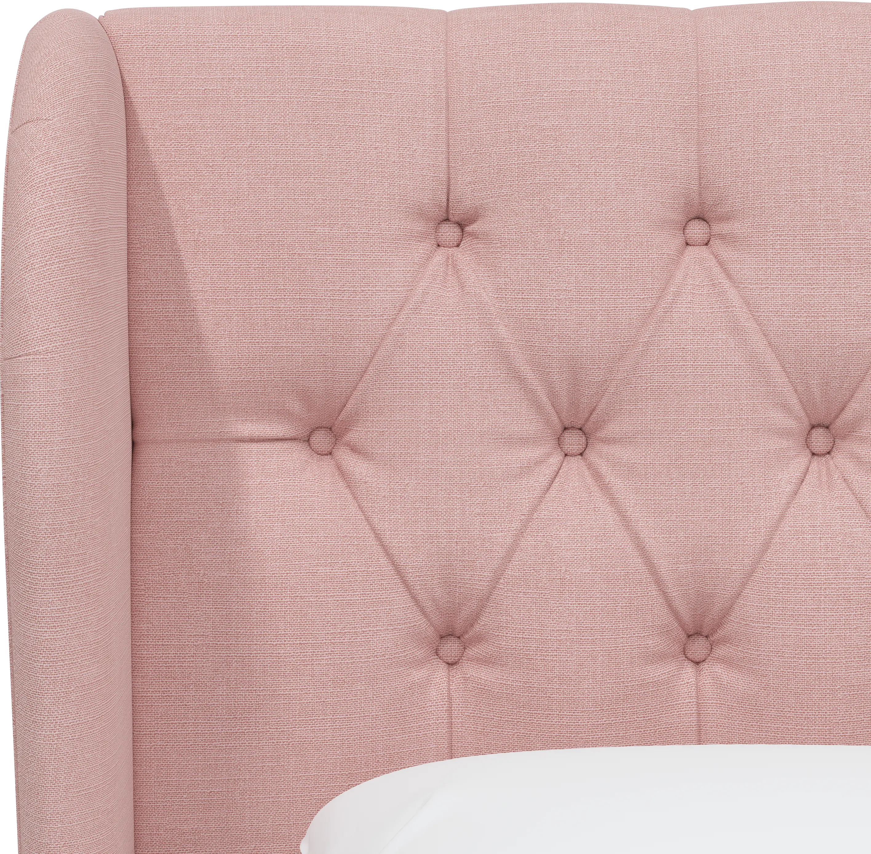 412BEDLNNBLS Queen Linen Blush Pink Curved Wingback Upholstered Bed-5