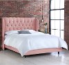 410BEDLNNBLS Twin Linen Blush Pink Curved Wingback Upholstered Bed