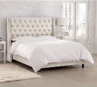 122NBBED-PWLNNTLC Queen Linen Talc Cream Tufted Bed