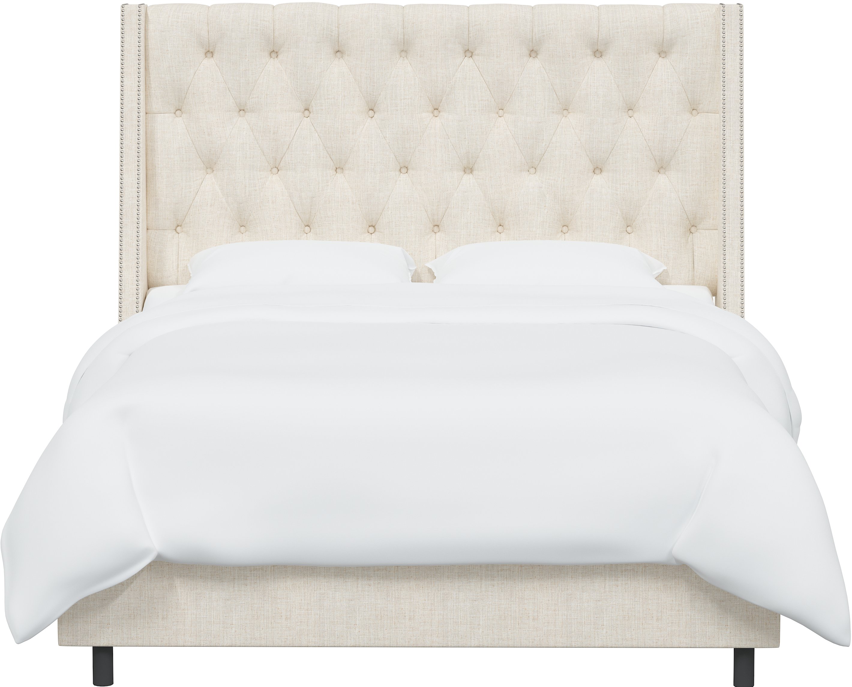 122NBBED-PWLNNTLC Queen Linen Talc Cream Tufted Bed-3