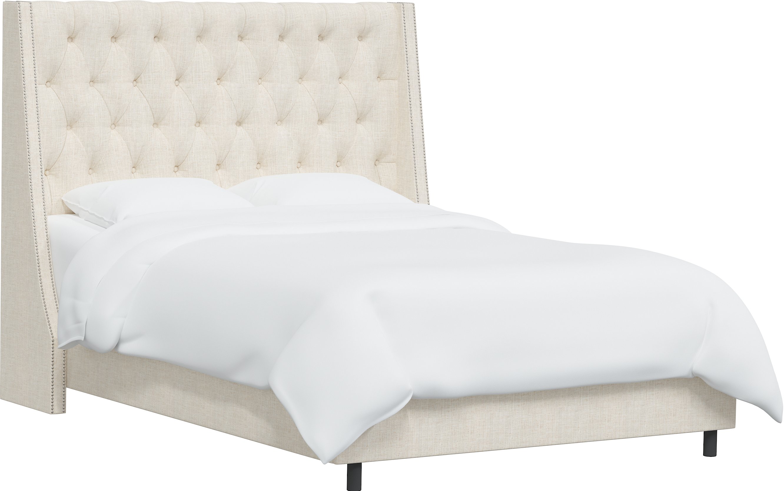 122NBBED-PWLNNTLC Queen Linen Talc Cream Tufted Bed-4