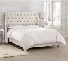 120NBBED-PWLNNTLC Twin Linen Talc Cream Tufted Bed