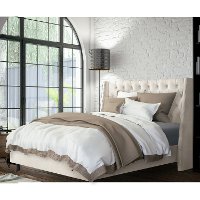 120NBBED-PWLNNTLC Twin Linen Talc Cream Tufted Bed-2