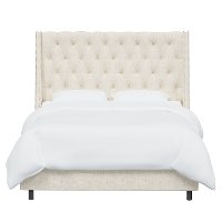 120NBBED-PWLNNTLC Twin Linen Talc Cream Tufted Bed-3