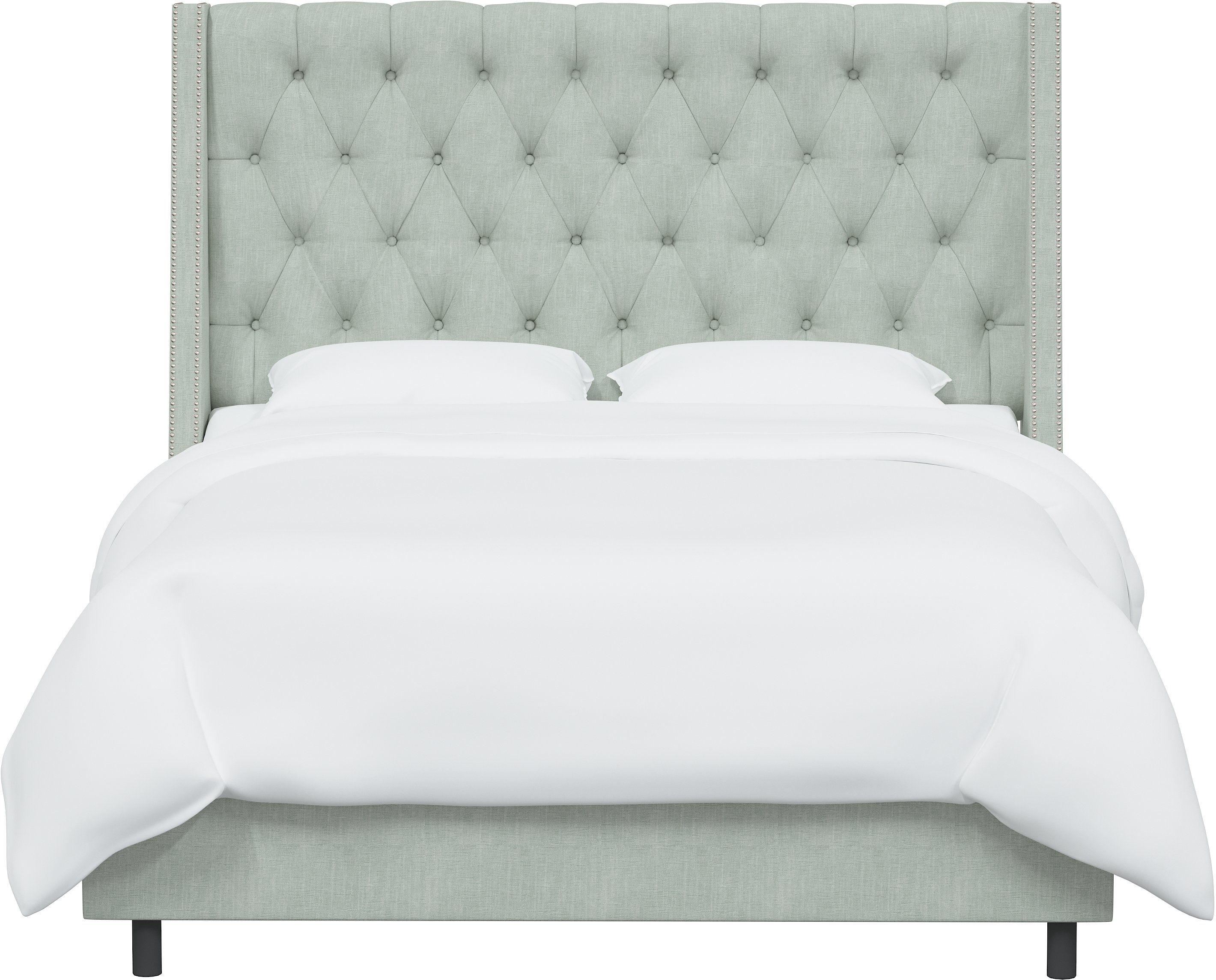 122NBBED-PWLNNSWDBL Queen Linen Blue Gray Tufted Bed-2