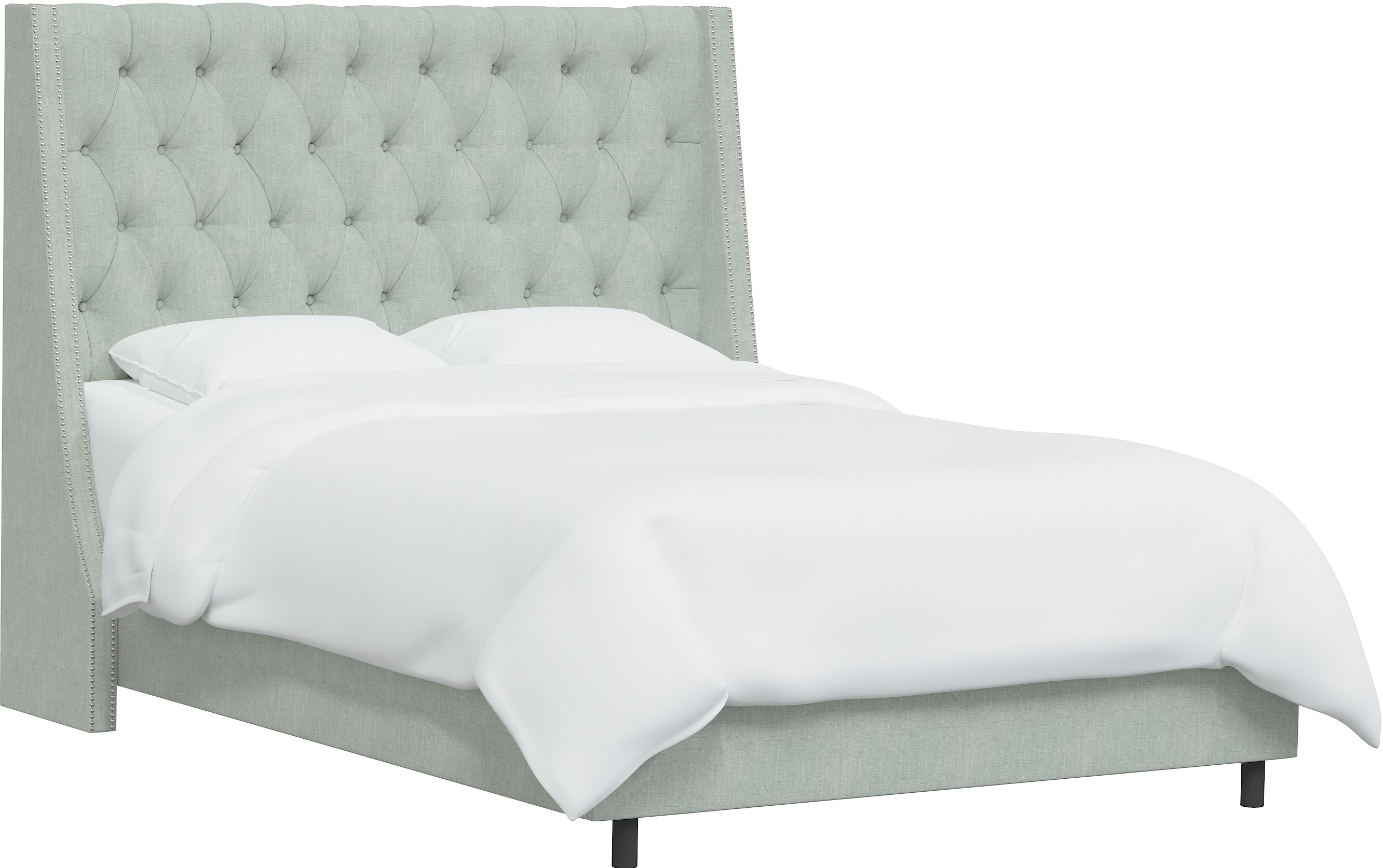 122NBBED-PWLNNSWDBL Queen Linen Blue Gray Tufted Bed-3