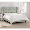 120NBBED-PWLNNSWDBL Twin Linen Blue Gray Tufted Bed