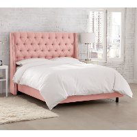 121NBBED-PWLNNPTL Full Linen Petal Pink Tufted Bed