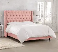 121NBBED-PWLNNPTL Full Linen Petal Pink Tufted Bed