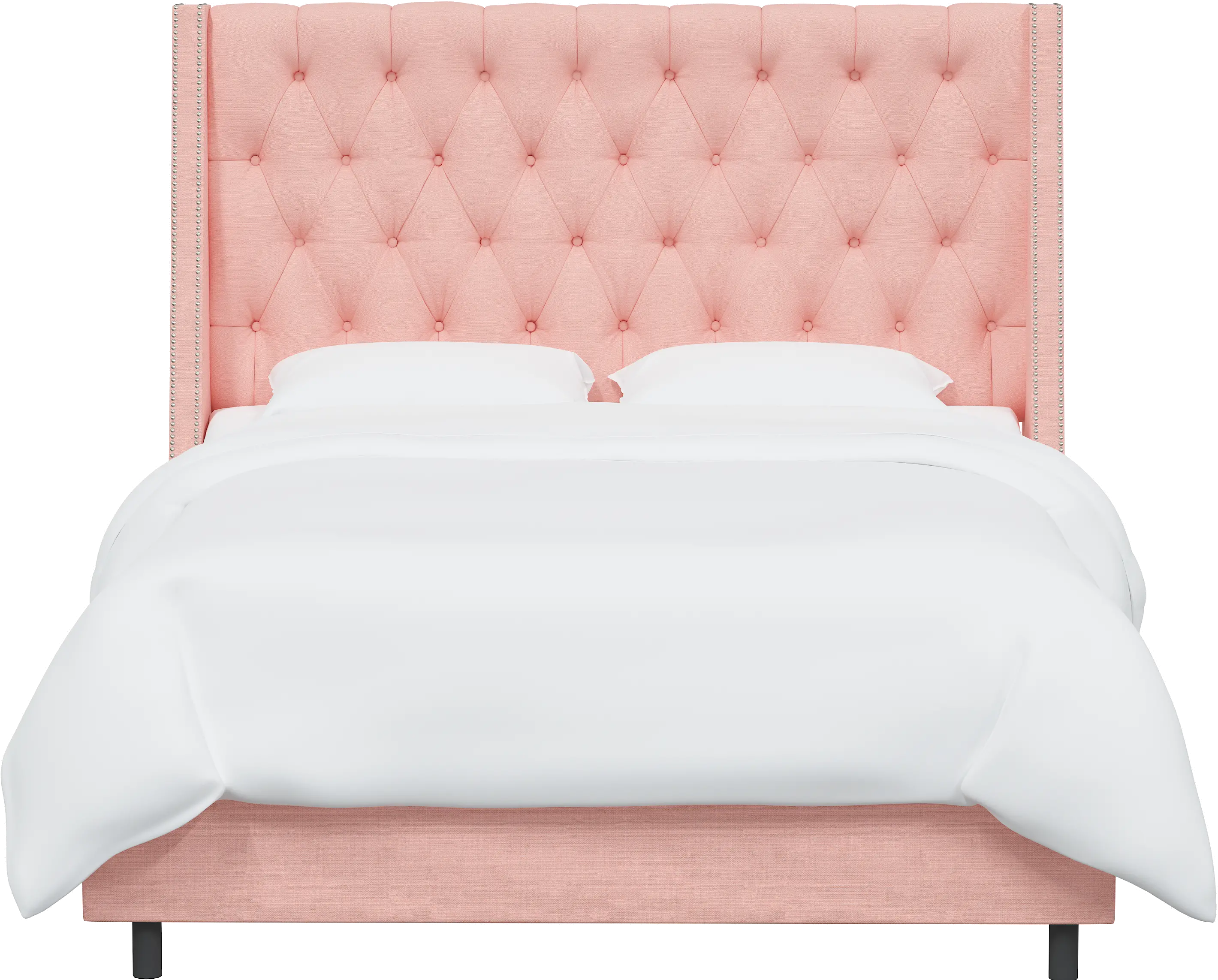 121NBBED-PWLNNPTL Full Linen Petal Pink Tufted Bed-2