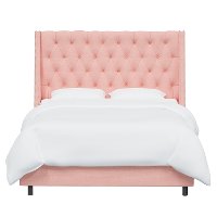 121NBBED-PWLNNPTL Full Linen Petal Pink Tufted Bed-2