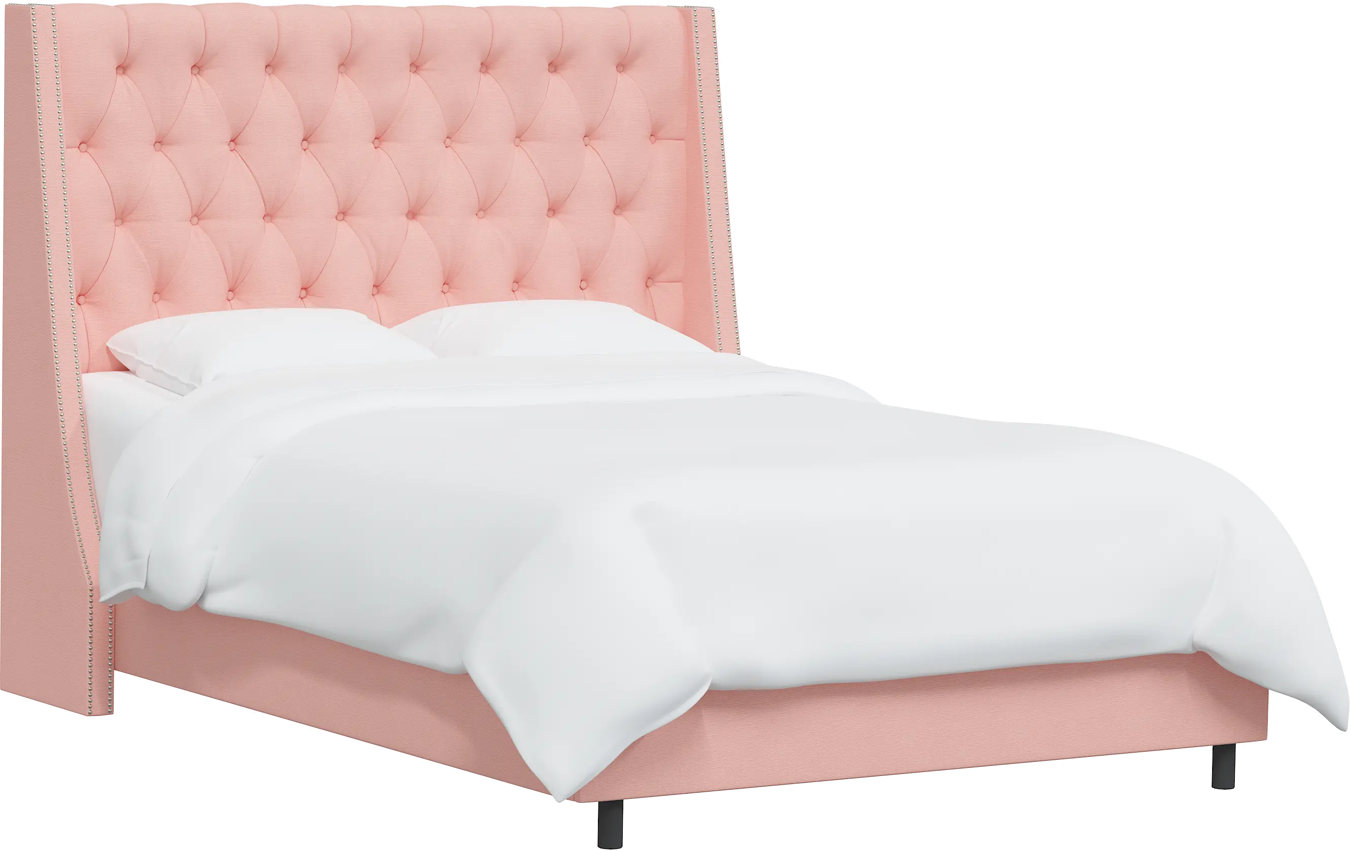 121NBBED-PWLNNPTL Full Linen Petal Pink Tufted Bed-3