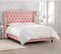 121NBBED-PWLNNPTL Riley Pink Flared Wingback Full Bed - Skyline Furniture