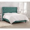 122NBBED-PWLNNLGN Queen Linen Laguna Blue Tufted Bed