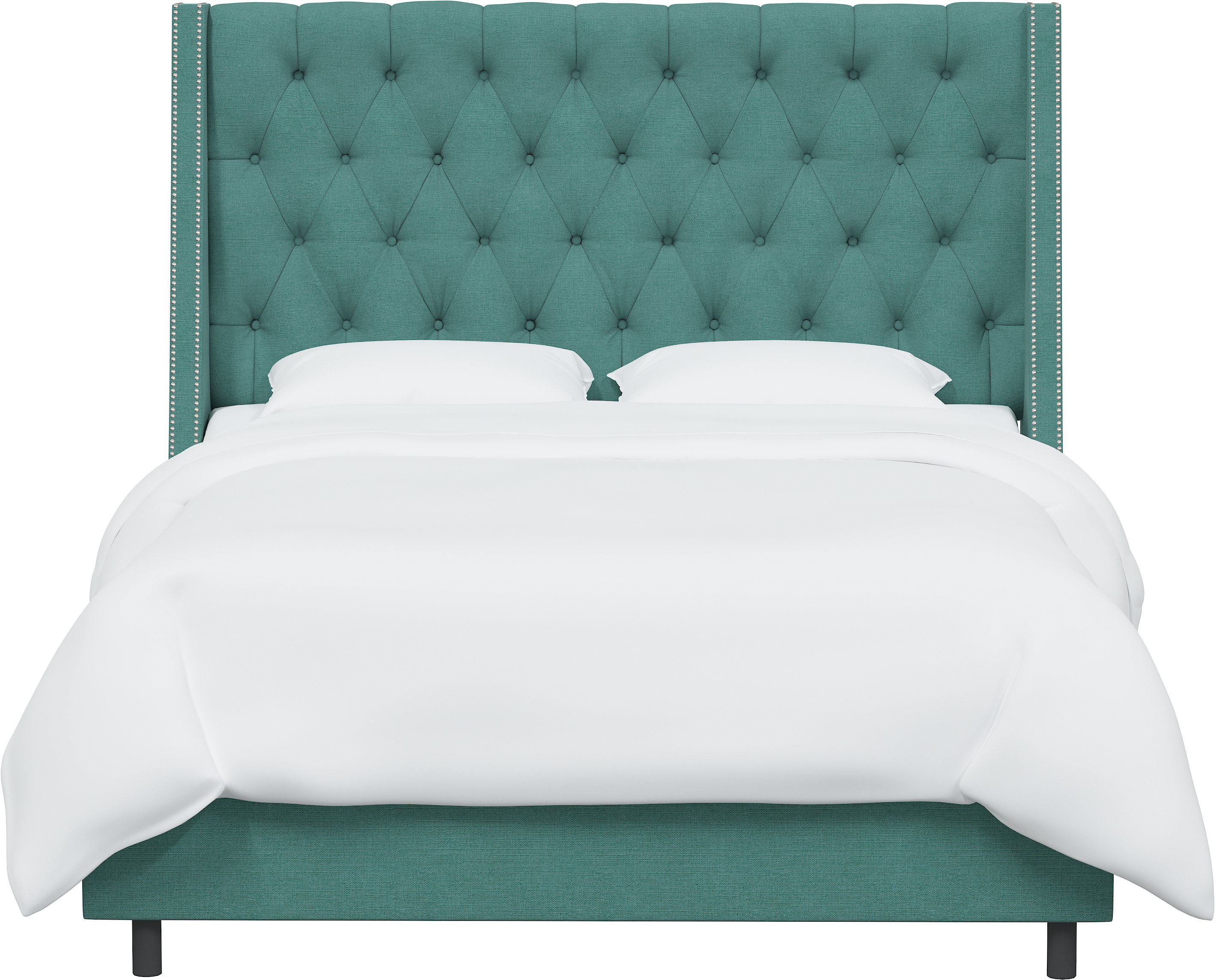 120NBBED-PWLNNLGN Twin Linen Laguna Blue Tufted Bed-2
