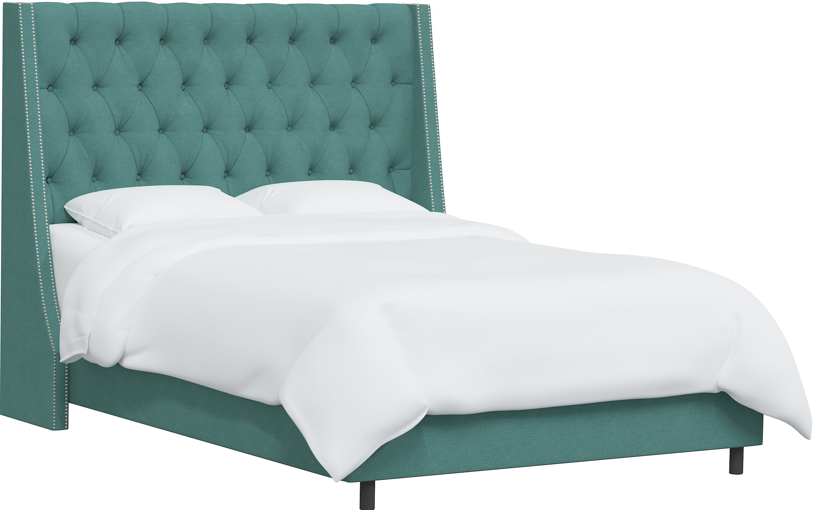 120NBBED-PWLNNLGN Twin Linen Laguna Blue Tufted Bed-3