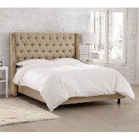 124NBBED-BRLNNSND California King Linen Sandstone Tufted Bed